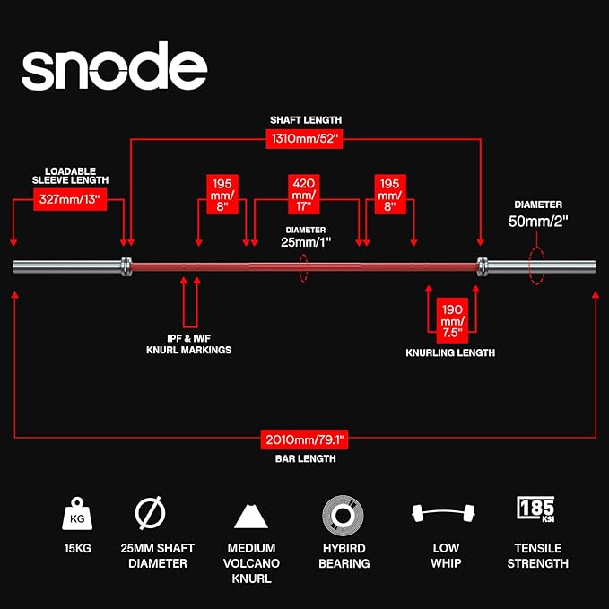 SNODE Barbell Olympic Bar 6.6ft /7ft