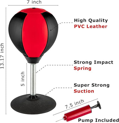 Desktop Punching Stress Bag with Boxing Gloves - Buster with Suction Cup for Office Table and Counters,Heavy Duty Stress Relief Ball,Desk Boxing Punch Ball,Funny Gifts for Office Coworkers and Kids