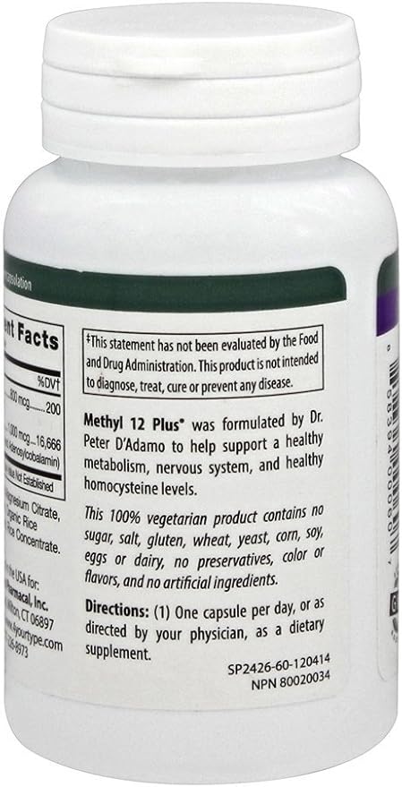 D'Adamo Personalized Nutrition Methyl 12 Plus, 60 Count