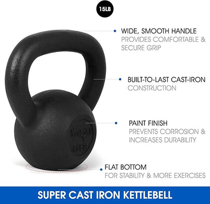 Yes4All Kettlebell Adjustable/Cast Iron/Protective Base Solid Smooth