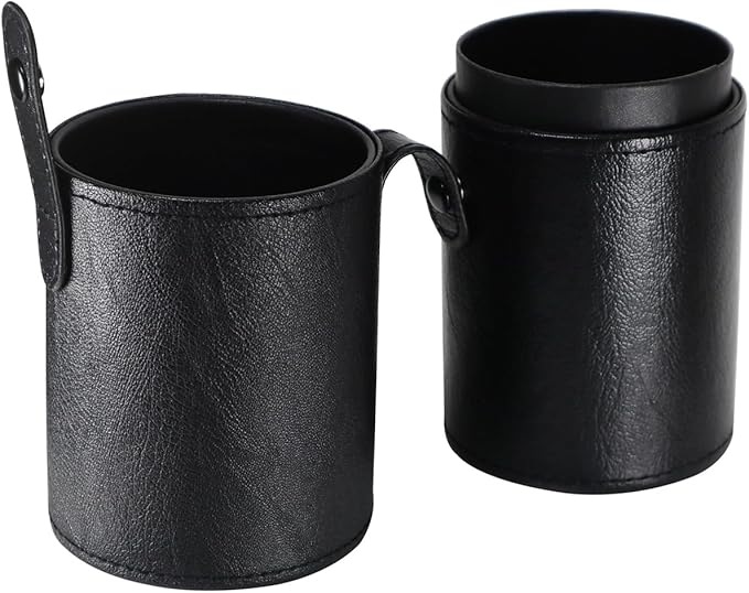 Portable Makeup Brush Case,Pu Leather Makeup Brush Holder with Button,Travel Cup Storage Dustproof Makeup Cosmetic Bags for Women (Black)