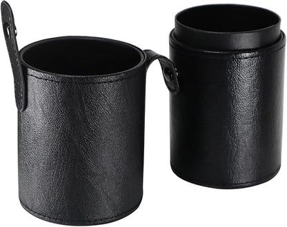 Portable Makeup Brush Case,Pu Leather Makeup Brush Holder with Button,Travel Cup Storage Dustproof Makeup Cosmetic Bags for Women (Black)