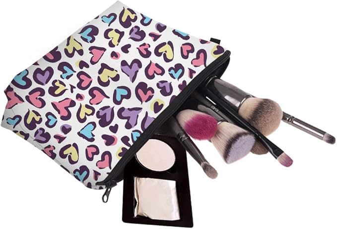 Cute Travel Makeup Bag Cosmetic Bag Small Pouch Gift for Women (Heart)