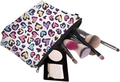 Cute Travel Makeup Bag Cosmetic Bag Small Pouch Gift for Women (Heart)
