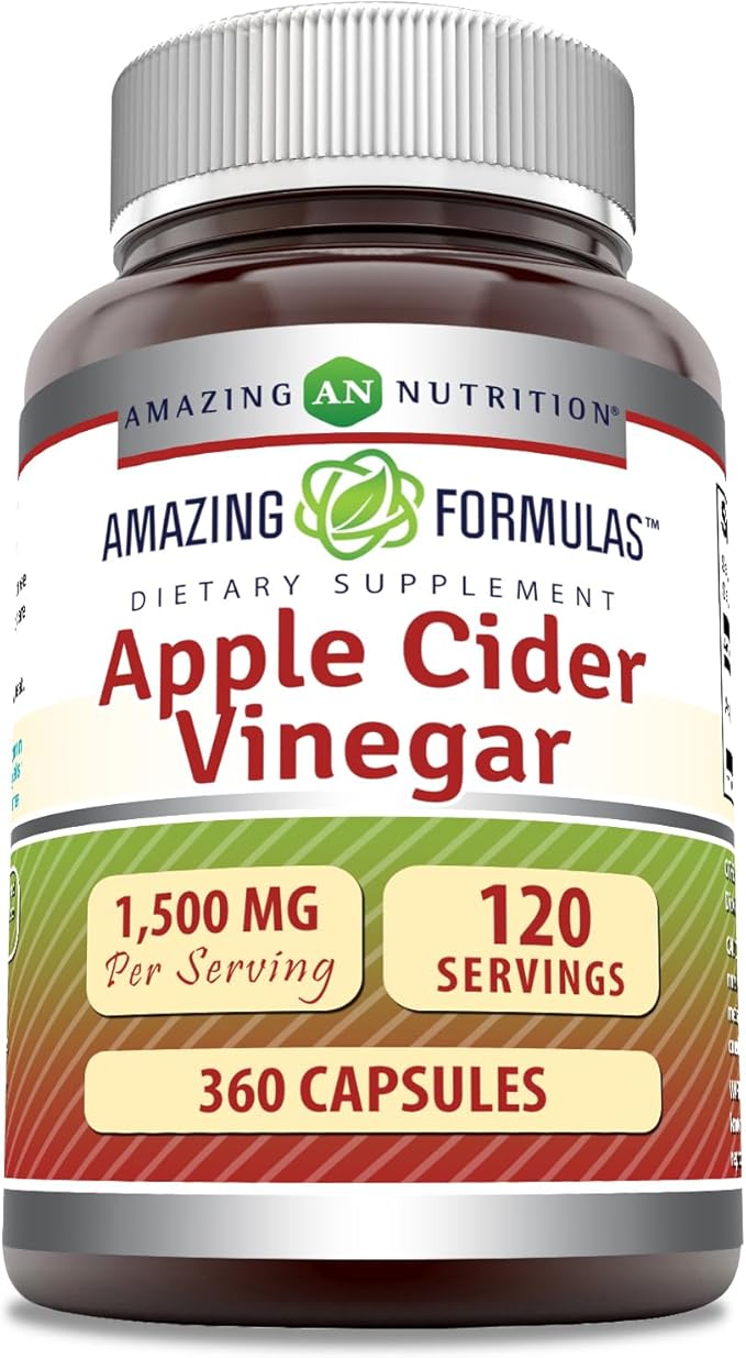 Amazing Formulas Apple Cider Vinegar 1500 mg Per Serving Supplement | Capsules | Non-GMO | Gluten Free | Made in USA (360 Count)