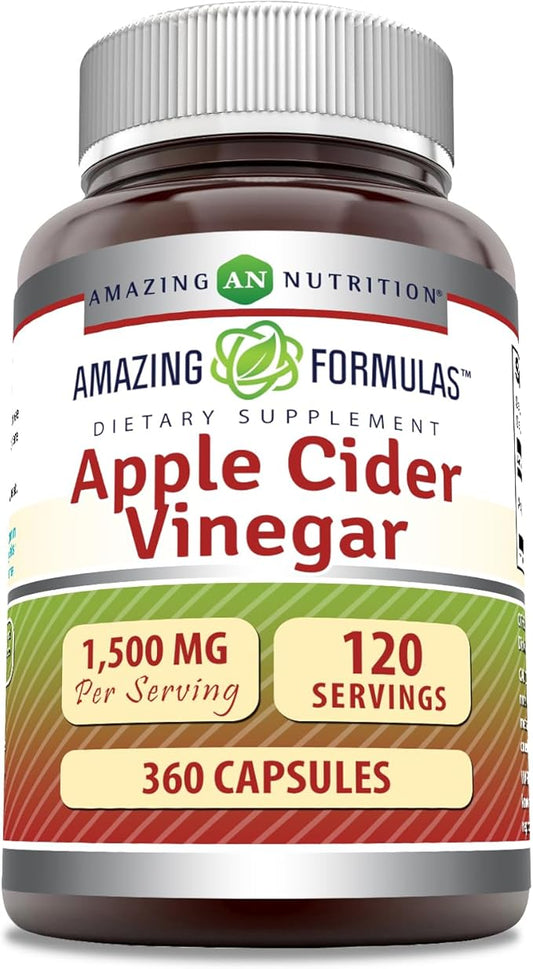 Amazing Formulas Apple Cider Vinegar 1500 mg Per Serving Supplement | Capsules | Non-GMO | Gluten Free | Made in USA (360 Count)