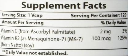 Best Naturals MK-7 Vitamin K2 100 mcg 120 Vcaps