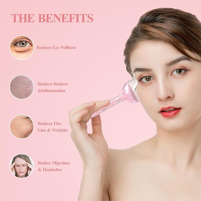 Ice Globes - Tighten Skin and Reduce Puffiness, Facial Cold or Hot Skin Massagers, Enhance Circulation for Face (Pink)