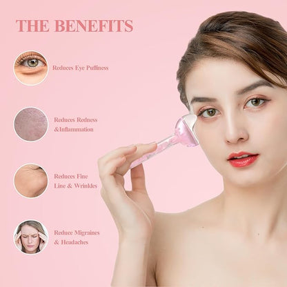 Ice Globes - Tighten Skin and Reduce Puffiness, Facial Cold or Hot Skin Massagers, Enhance Circulation for Face (Pink)