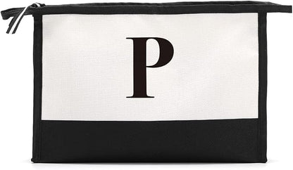 Monogrammed for Women Initial bridesmaid gifts, Personalized monogram Monogram Cosmetic Bag,Travel Makeup Bag Suitable for Wedding weekend Beach Gift for Women Teachers Friends.Pure letters P
