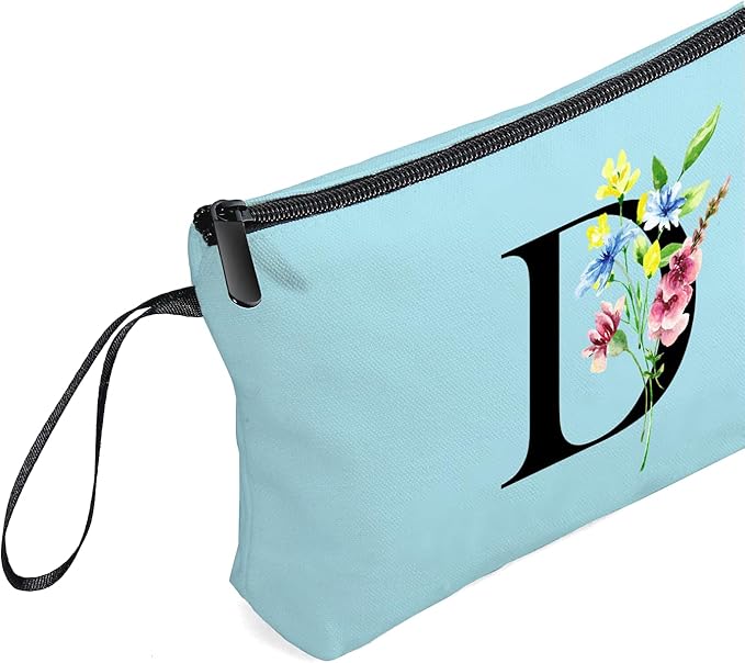 SEAMOON Women Birthday Maid of Honor Monogrammed Gifts for Bride Bridesmaid Sister Friend Her Teacher Makeup Cosmetic Bag with Mirror Mothers Day Christmas Graduation D
