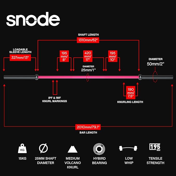 SNODE Barbell Olympic Bar 6.6ft /7ft
