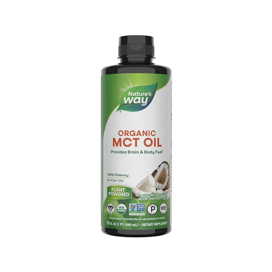 Nature's Way Organic MCT Oil, 16 Fl Oz, Brain and Body Fuel from Coconuts*, C8 Caprylic Acid and C10 Capric Acid, Keto and Paleo Certified, Organic, Non-GMO Project Verified