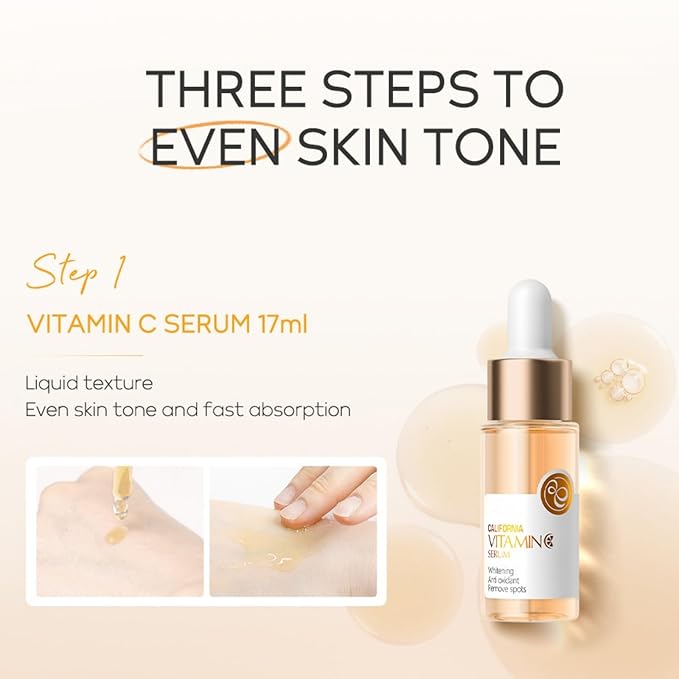 Skincare Set Gifts for Teenagers Girls, Vitamin C Skin Care Set Travel Size Skin Care Set Hydrating Skin Reduce Wrinkles Includes Face Serum,Eye Cream,Face Cream Smoothing Fine Lines（3PCS）