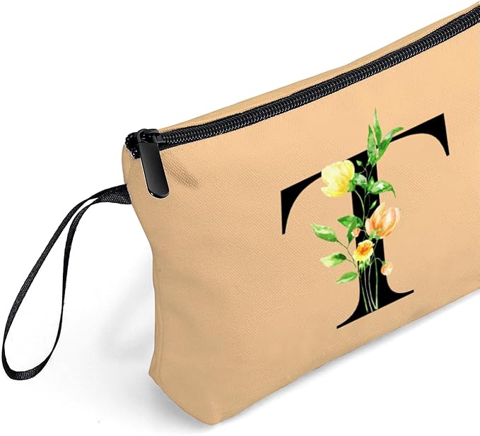 SEAMOON Women Birthday Unique Bride to be Bridal Shower Initial Gifts for Mom Sister Friend Her Teacher Aunt Makeup Cosmetic Bag with Mirror Mothers Day Christmas Graduation T