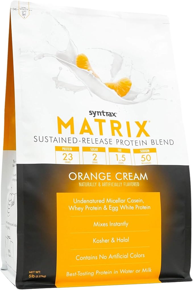 Syntrax Nutrition Matrix, Sustained-Release Protein Blend, Orange Cream, 5 lb