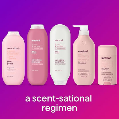 Method Volumizing Shampoo, Pure Peace with Rose, Peony, and Pink Sea Salt Scent Notes, Paraben and Sulfate Free, 14 oz (Pack of 1)