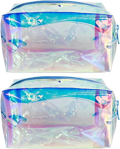 ONEART Holographic Iridescent Cosmetic Bag,Portable Waterproof Cosmetic Makeup Pouch with Zipper, Toiletry Bag for Women,Laser Cosmetic Bags for Travel