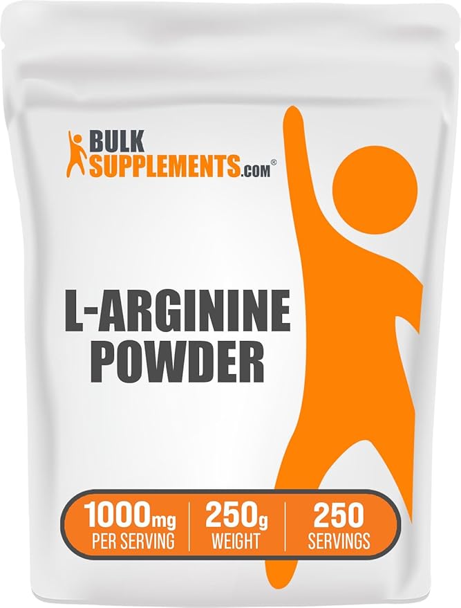 BulkSupplements.com L-Arginine Powder - Arginine 1000mg, Arginine Supplement - Nitric Oxide Supplement, Unflavored & Gluten Free, 1000mg per Serving, 250g (8.8 oz) (Pack of 1)