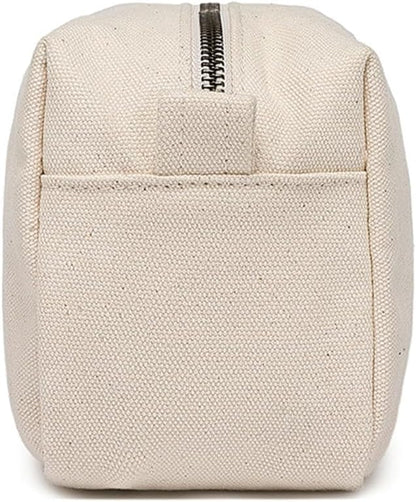 Organizer Bag -Lightweight Cosmetic Bag with Ring Clasp, Perfect Travel Makeup Bag for Women,nylon Stand Up Design (Beige/Canvas)