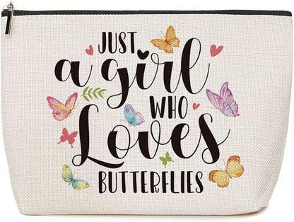 Butterfly Gifts for Women Butterfly Decor Just A Girl Who Loves Butterflies Makeup Bag Butterflies Lover Gift for Women Girls Birthday Christmas Graduation Gifts for Women Girls