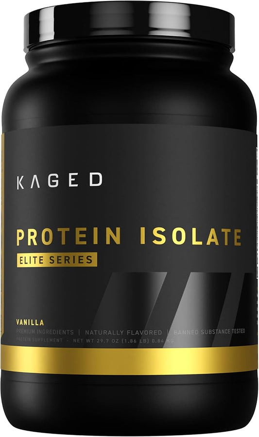 Kaged Protein Powder Elite: 100% Isolate Blend Whey, Casein, and Milk Protein Blend for Recovery and Muscle Building | Vanilla | 2lbs