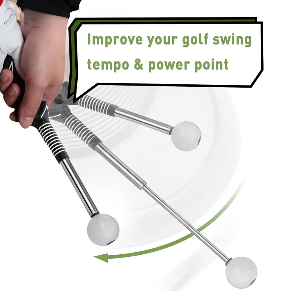 Retractable Golf Swing Training Aid, Golf Grip Trainer & Golf Swing Trainer for Warm-up, Right-Handed Golf Club for Indoor Practice, Golf Accessories - Strength & Tempo Training for Chipping Hitting