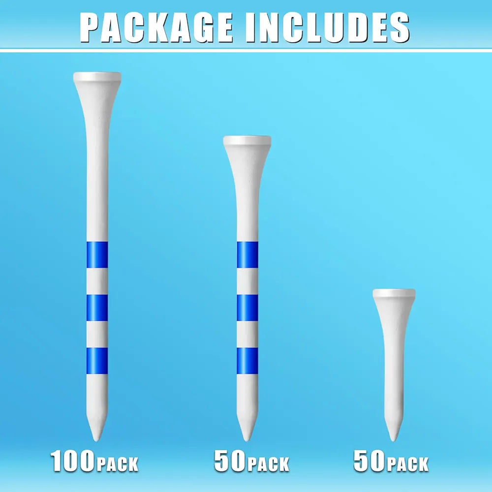 CHAMPKEY Premium Wood Golf Tees 200 Count - 3 Line Marking System Golf Wood Tees - Achieve Consistent and Long Distance Shot