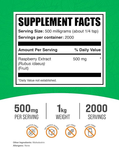 BulkSupplements.com Raspberry Extract Powder - Antioxidant Powder - Dried Raspberries Extract - Raspberry Powder - Dried Fruits Powder - Antioxidants Supplement (1 Kilogram - 2.2 lbs)