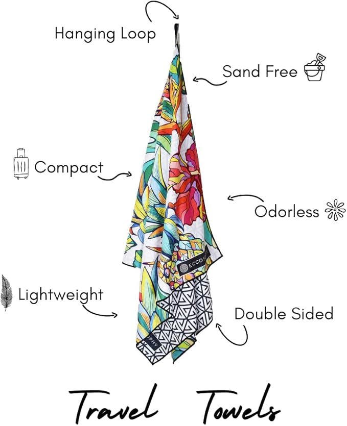 ECCOSOPHY Microfiber Beach Towel - Sand Free Towels 71x35 in