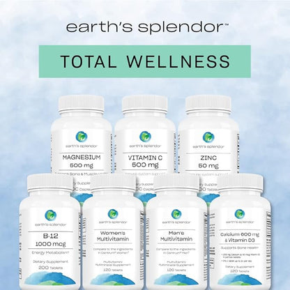 Earth's Splendor Women's Multivitamin, Overall Wellness Support, Multimineral Supplements, Helps Support Metabolism, Vitamin B12, Vitamin A, C, D, E, K, B6, Biotin (120 Immune Support Tablets)