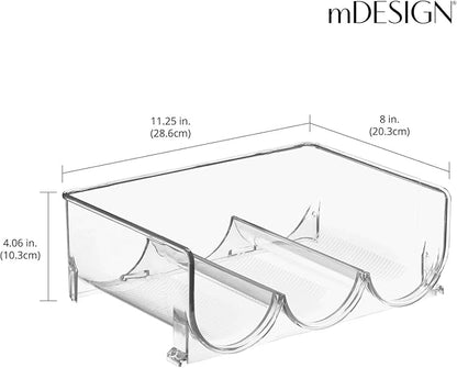 mDesign Plastic Free-Standing Stackable 3 Bottle Storage Holder Rack - Water, Wine, and Drink Organizer Shelf for Kitchen Countertop, Cabinet, Pantry, Fridge, Freezer, 4 Pack - Clear