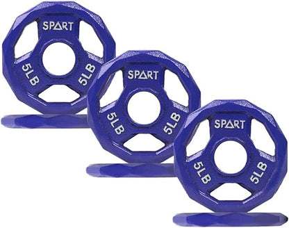 SPART Color Coded Weight Plate 2-Inch Cast Iron 2.5/5/10/15/25/35/45LB, Single/Pair/Set