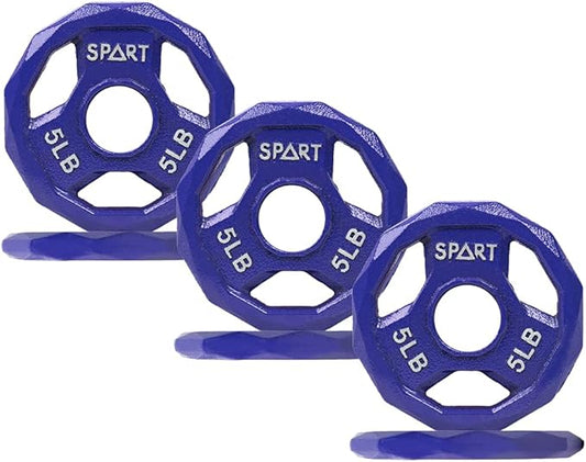 SPART Color Coded Weight Plate 2-Inch Cast Iron 2.5/5/10/15/25/35/45LB, Single/Pair/Set
