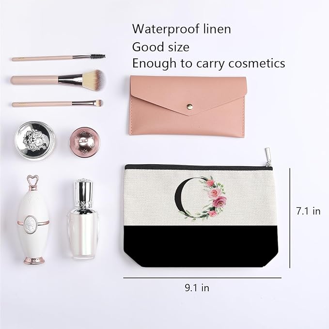 Initial Makeup Bag, Personalized Gifts for Women, Personalized Makeup Bag, Bridesmaid Gifts, Cosmetic bags for Women (Letter O)