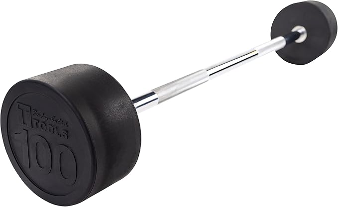 Body-Solid Rubber Coated Fixed Weights Straight Barbells- Weighted