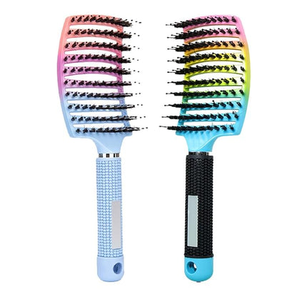 Ultra Magical Detangler Brush, Detangling Brush, For Wet Or Dry Detangling HairBrush For Men, Women And Kids, Fast Drying Styling Massage curved Hairbrush (2pcsRainbow-A)