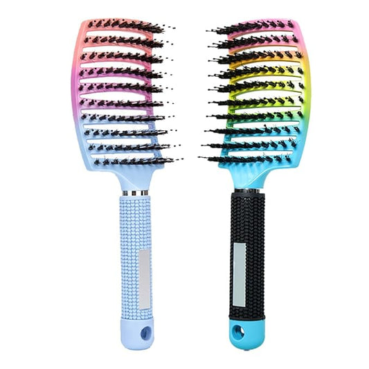 Ultra Magical Detangler Brush, Detangling Brush, For Wet Or Dry Detangling HairBrush For Men, Women And Kids, Fast Drying Styling Massage curved Hairbrush (2pcsRainbow-A)