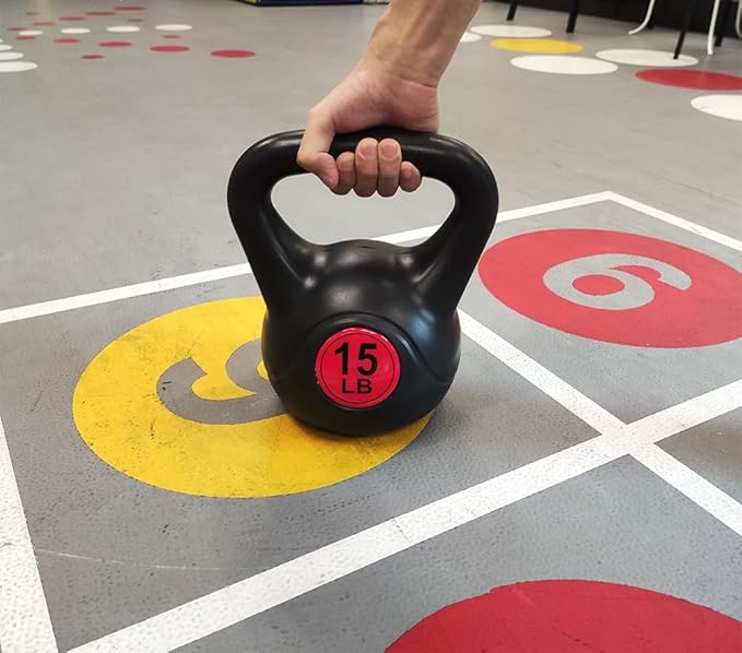 Signature Fitness Wide Grip 3-Piece Kettlebell Exercise Fitness 5 lbs, 10 lbs, 15 lbs 20 lbs, 3 or 4