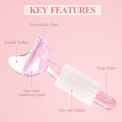 Ice Globes - Tighten Skin and Reduce Puffiness, Facial Cold or Hot Skin Massagers, Enhance Circulation for Face (Pink)