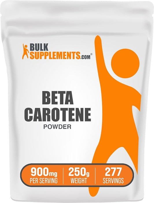BulkSupplements.com Beta Carotene Powder - Vitamin A Supplements, Beta Carotene Supplements - for Immune & Eye Support, Gluten Free, 900mg per Serving, 250g (8.8 oz) (Pack of 1)