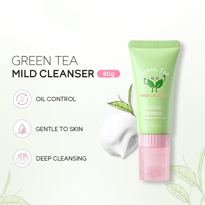 Green Tea Korean Skin Care Set, 4-In-1 Skincare Set for Women & Teen Girls, Skin Care Products: Eye Cream, Cleanser, Mud Mask, Toner, Control Oil, Shrink Pores, Skincare Sets for Girls (Green 04)