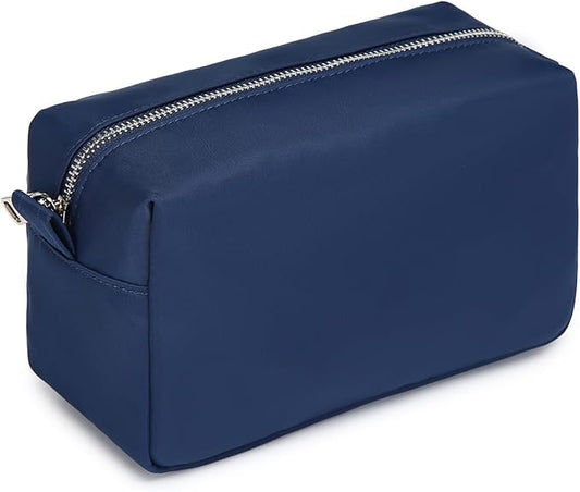 Organizer Bag Lightweight Cosmetic Bag with Ring Clasp Perfect Travel Makeup Bag for Women nylon Stand Up Design (Navy Blue/Nylon)