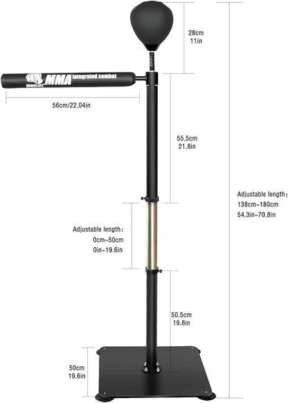 INNOLIFE Boxing Bar Heavy Duty Punching Speed Reflex Skills Training Free Standing Adjustable Height
