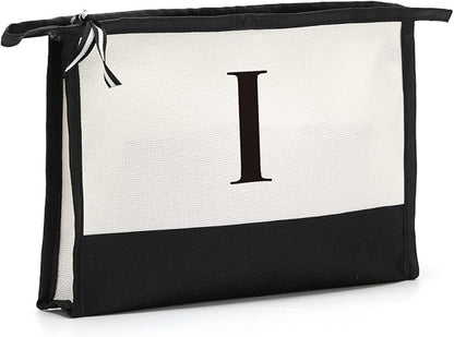 Monogrammed for Women Initial bridesmaid gifts, Personalized monogram Monogram Cosmetic Bag,Travel Makeup Bag Suitable for Wedding weekend Beach Gift for Women Teachers Friends.Pure letters I