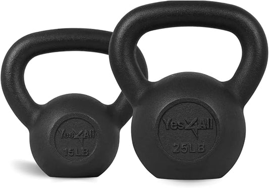Yes4All Kettlebell Cast Iron Sets 5 - 10 15 - 20 - 25 - 30 lbs,