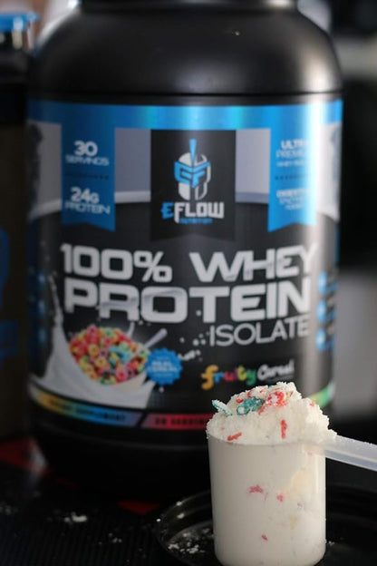eFlow Nutrition 100% Whey Protein Isolate - Gluten & Lactose-Free Digestive Enzymes Added, Low Carb, Post Workout Shake, Fast Digesting for Optimal Muscle Recovery - Fruity Cereal (26 Servings)