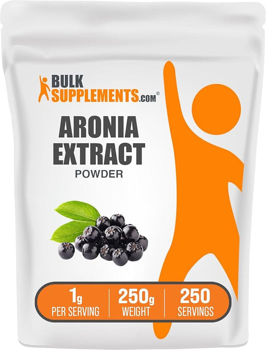 BulkSupplements.com Aronia Extract Powder - Aronia Berry Extract, Chokeberry Supplement, Sourced from Aronia Berry - Gluten Free, 1000mg per Serving, 250g (8.8 oz) (Pack of 1)