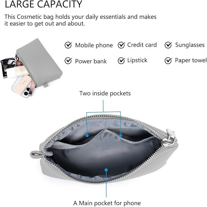 PU Leather Makeup Simple and Convenient Handbag Small Exquisite Storage Bag (Pu/Shark Gray)
