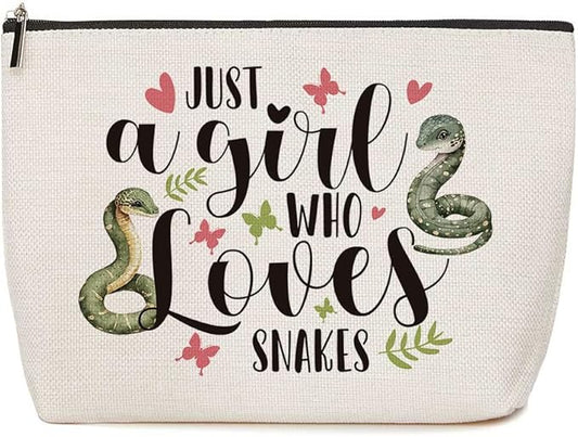 Snake Makeup Bag Animal Lover Gift Snakes Lover Gift for Women Girls Birthday Christmas Gift for Daughter Sister Besties Friends Coworker Just A Girl Who Loves Snakes